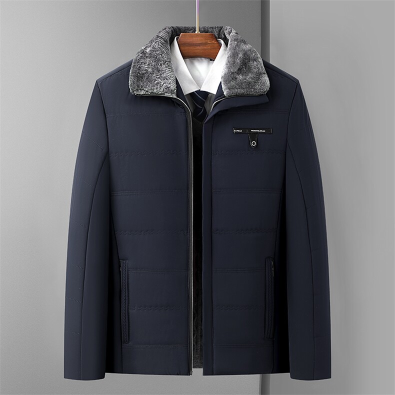 中老年中长款加厚加绒宽松休闲棉袄爸爸装毛领外套BDY809-P85，男装棉衣，星座1105-3