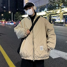 冬季菱格棒球领棉衣外套男女休闲宽松加厚保暖情侣棉服MY362-P79，男装棉衣，星座1008