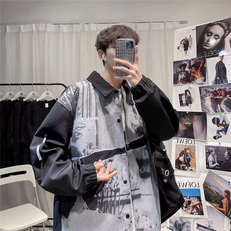 F467P32帆布水洗夹克男2024春秋季新款美式宽松图片