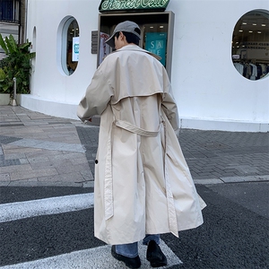 2022风衣男中长款韩版宽松双排扣大衣英伦帅气工装痞帅W1907-P55图片