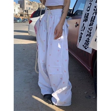 新款宽松休闲裤男韩版潮流百搭裤子夏季薄款坠感阔腿拖地长裤，男装休闲裤，四季星座505