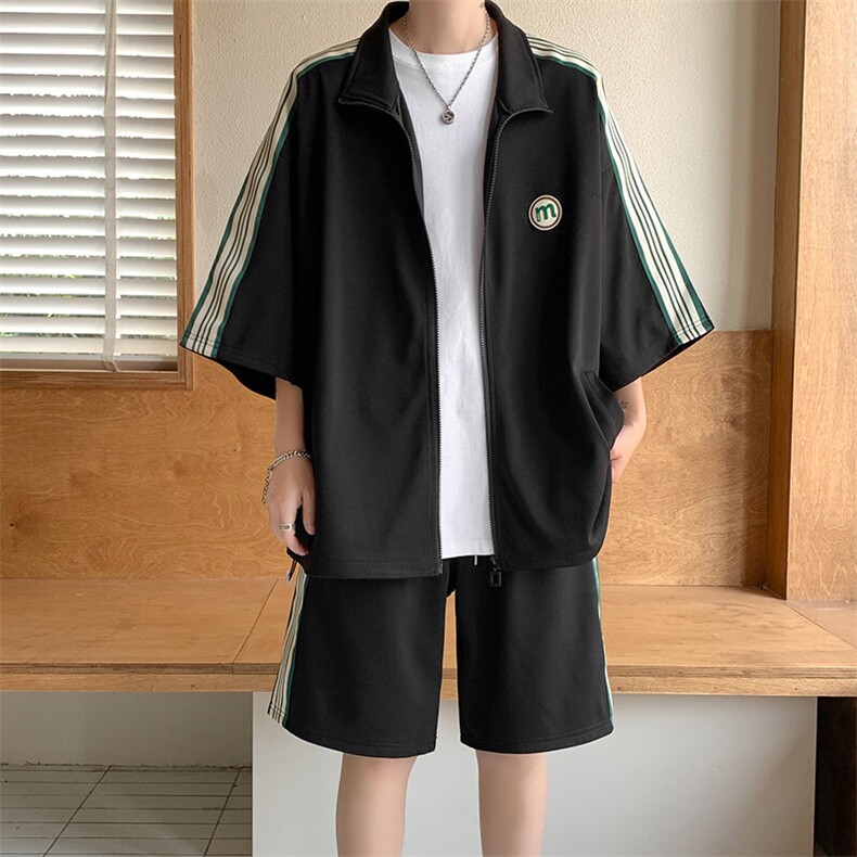 现货TZ2316-P70控98直播大码抖音供货菠萝格两件套学生套装,男装休闲套装,电商D232