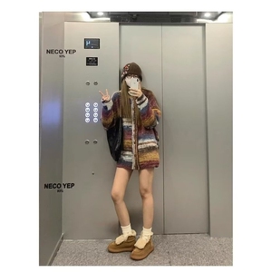 788-P60 高级感复古撞色慵懒风长袖开衫毛衣男秋冬韩版潮流图片