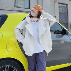 抖音得物品质26春装美式重磅结构斜拉链高领连帽卫衣开衫外套W61，女装短外套，电商A486-1