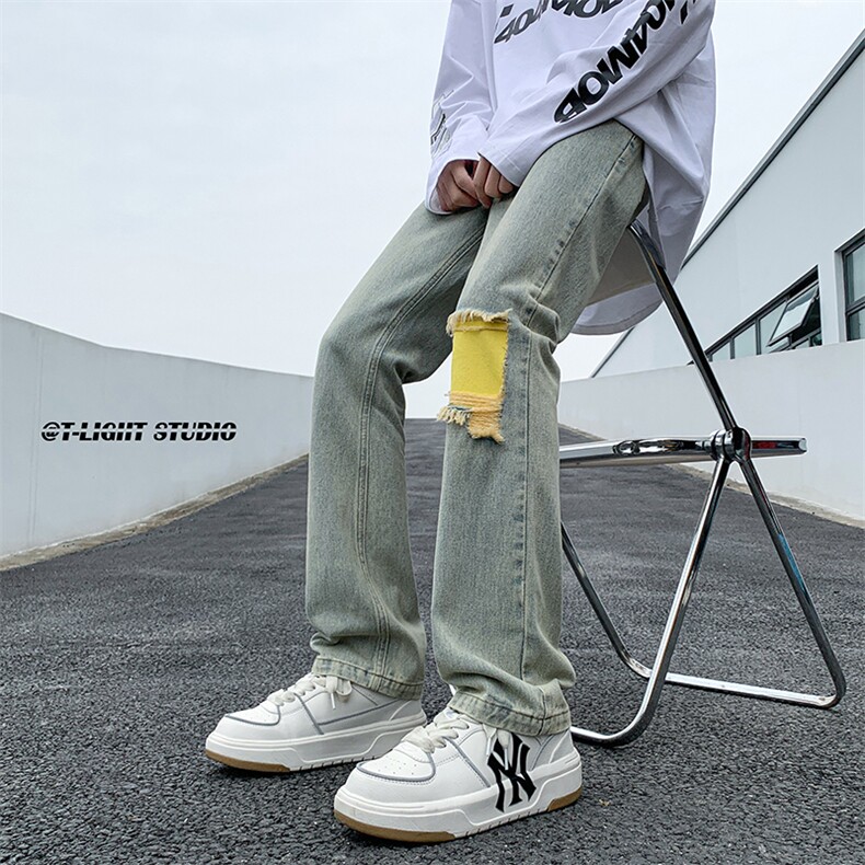 B221美式ins高街暗黑小众修身小脚破洞牛仔裤LK23012-P60控78,男装牛仔裤,电商B221