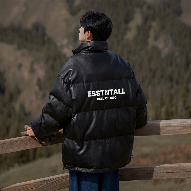 特批山系百搭宽松休闲立领PU皮棉服A247-MY84501 特批95控158图片