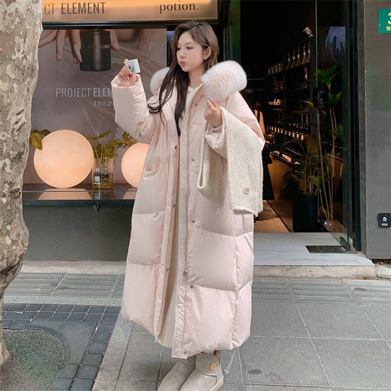 新款被子款粉色毛领加长棉服2C122-8879-P205-K308,女装棉衣/棉服,2C122