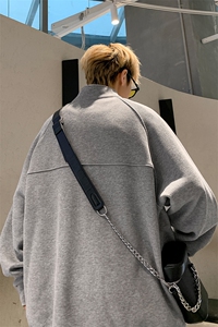 8XL-M 特大码卫衣男纯色百搭条纹肌理立领拉链长袖T恤男WY08P55图片