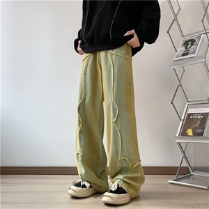 高街嘻哈复古水洗做旧牛仔裤男毛边设计潮牌宽松拖地裤 TN863-P52图片