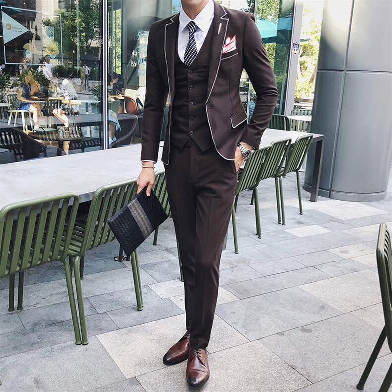 秋冬款缝边工艺西服套装三件套男西装外套A470-TZ95,男装西服套装,电商A207