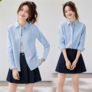 2026春夏新款黄蓝条纹衬衫女宽松显瘦元气少女感衬衣显白温柔风，女装衬衫，艾米