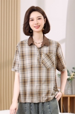 叶笙衣2519衬衣领格子上衣，女装衬衫，叶笙衣