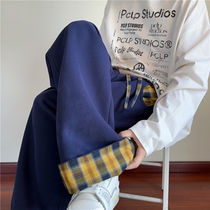 秋季新款美式撞色拼接格子设计感休闲卫裤B315-K25854-特p40控78图片
