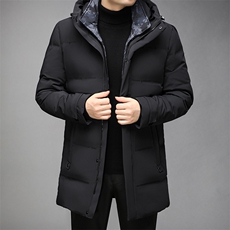 冬季厚款中长款连帽羽绒服中年男士休闲宽松保暖外套GR69179-P335，男装羽绒服，电商B212（原钱塘6029）