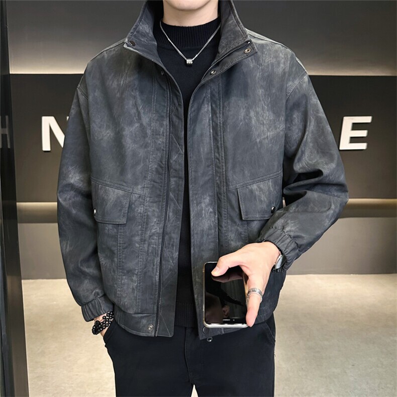 2025春季新款高品质款宽松水洗PU皮衣男外套C317-J1118-P155,男装皮衣,电商C317