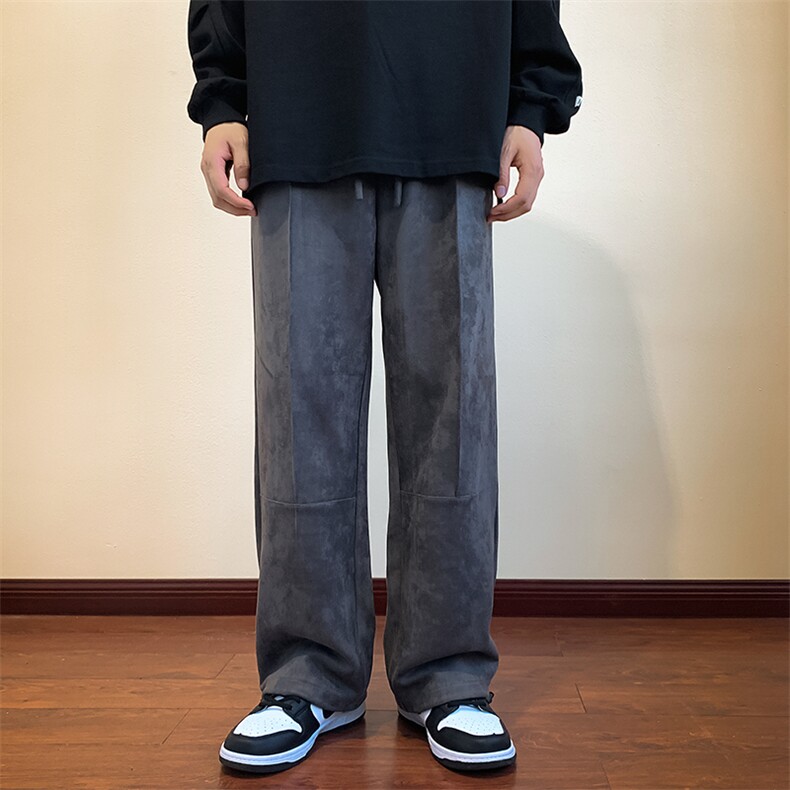22秋新款麂皮休闲宽松oversize港风束脚休闲裤B266-X828-P60,男装休闲裤,星座B257-1