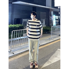 B221美式ins高街小众百搭纯色微喇牛仔裤LK22087-P55控78，男装牛仔裤，电商B221