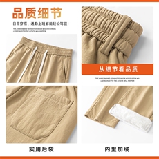 加绒加厚北极绒休闲裤子男款2025秋冬宽松直筒保暖棉裤Z2614-P55，男装棉衣，星座509
