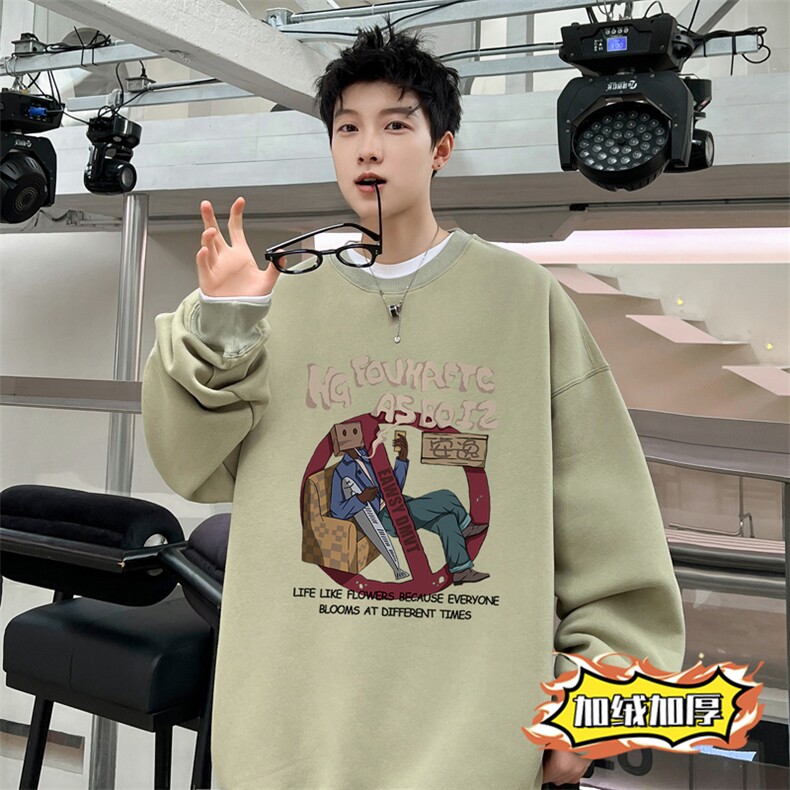 ！圆领卫衣男长袖T恤男WY154-P28加绒款（JR）-P33控价:49,男装卫衣,电商B367