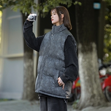 新款加厚港风晕染马甲情侣潮流保暖无袖运动立领马甲MJ2515P-50，男装棉衣，电商A128