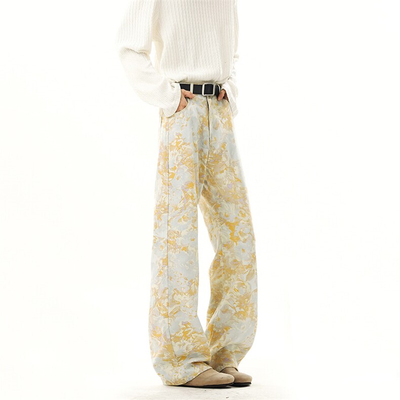 B221美式ins高街暗黑宽松直筒印花牛仔裤LK25439-特P45控78，男装牛仔裤，电商B221