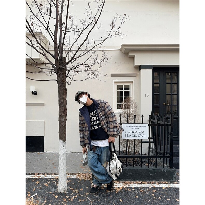 双面穿棉服外套美拉德小众设计保暖格子面包服棉衣男MY8110,男装棉衣,星座208-5