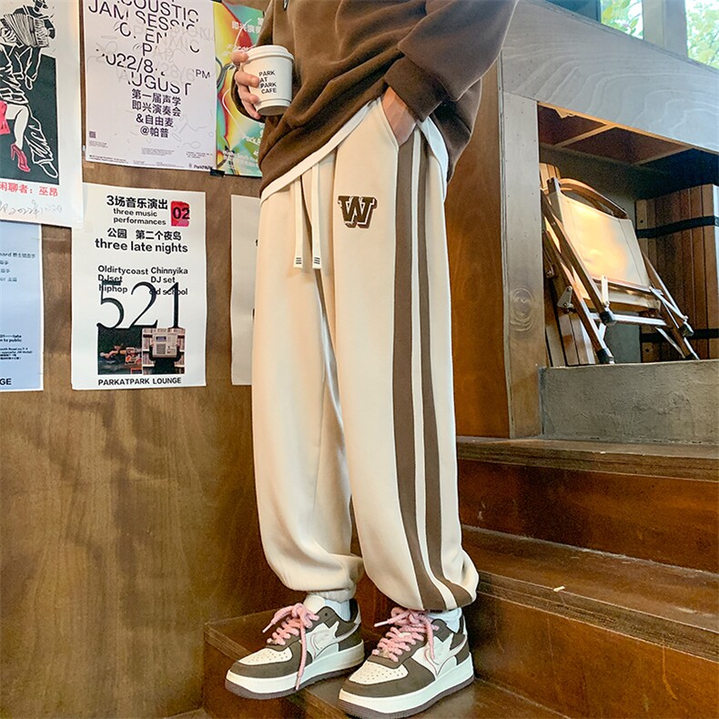 现货主推休闲裤男加绒加厚宽松阔腿束脚裤416B-KLJ309-P60限78,男装休闲裤,星座416B-1