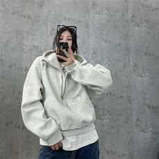 抖音得物高品质二开26春装重磅宽松结构拉链设计高领连帽卫衣W76，男装卫衣，电商A486-1