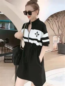 拼色连衣裙,女装连衣裙,韩外