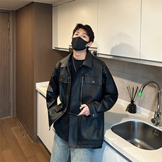 美式皮衣男士韩版潮流口袋拉链个性202秋冬新款ins外套W5688-P70，男装皮衣，星座412-2