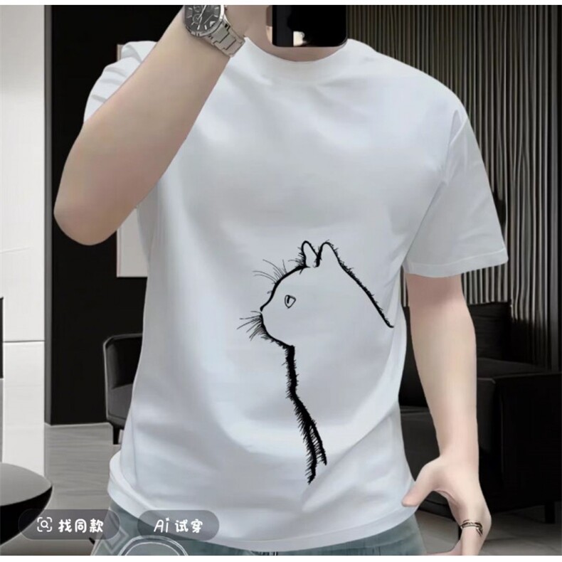 园领  男士  小猫  情侣  大码  25  帅气  短袖   t044-p38图片