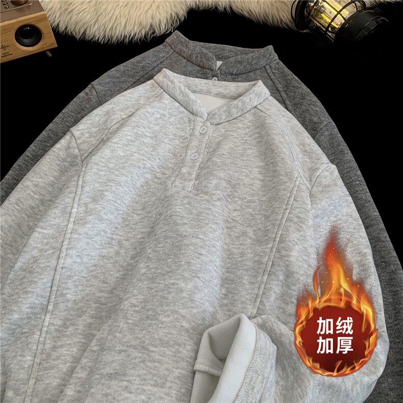 ！2025冬季男士加绒加厚保暖亨利领德绒打底衫DL2506特P30，男装T恤，电商B220