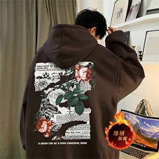 直播品质500克重磅秋冬美式加绒加厚卫衣外套H1379常规P35加绒P40，男装卫衣，电商A486