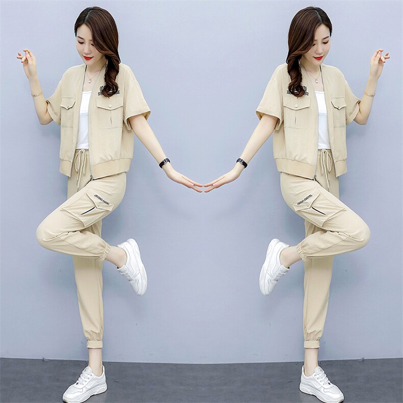 休闲时尚气质2021年夏季潮流长袖优雅百搭两件套,女装套装/套裙,艾尚靓装