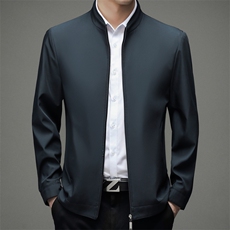 2023秋季商务休闲中老年男士立领夹克外套气质茄克ZL28802-P130，男装夹克，电商B212（原钱塘6029）