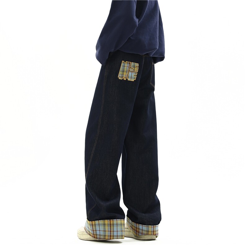 【现货】XZ612-K518-P75控98美式复古丹宁牛仔裤宽松刺绣卷边裤，男装牛仔裤，星座612