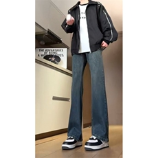 抖音品质得物现货牛仔裤秋冬款男女同款微喇裤XZ610A-特P45-控78，男装牛仔裤，星座610A