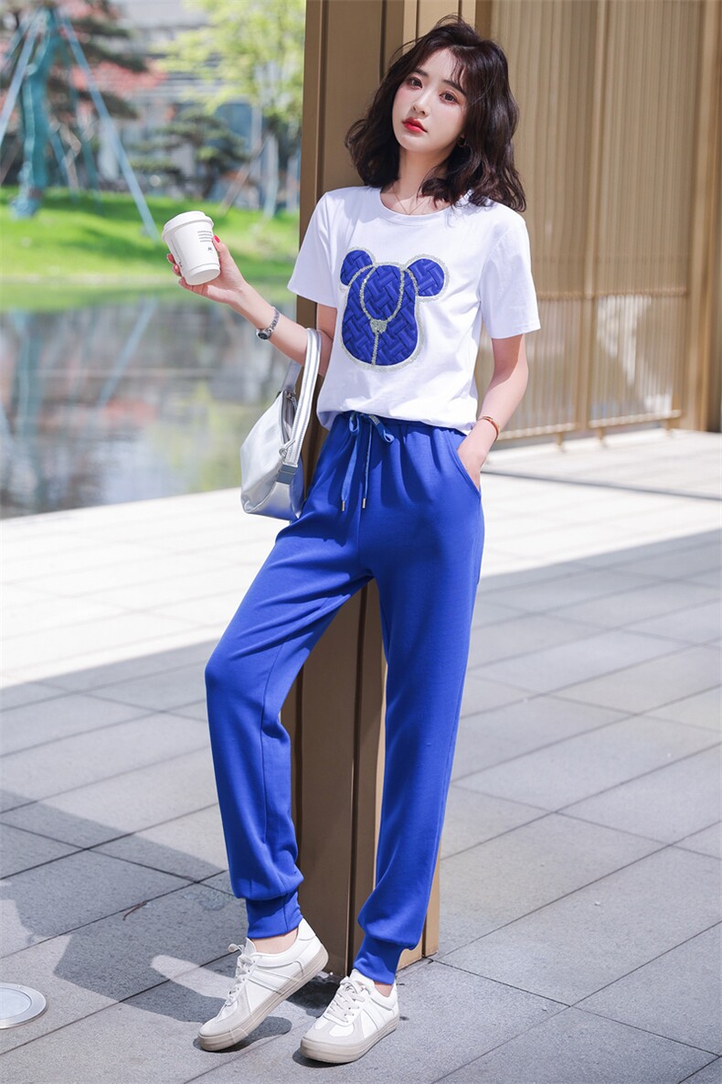 2022年夏装新款克莱因蓝休闲运动服卫衣套装女网红时尚两件套女,女装套装/套裙,瑶迪依秀