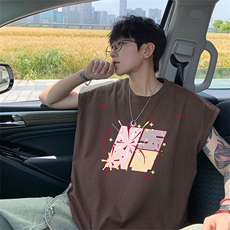 可48小时发货支持抖音得物来样二开240克重磅美式纯棉背心无袖t恤，男装背心/马甲，电商A486-1