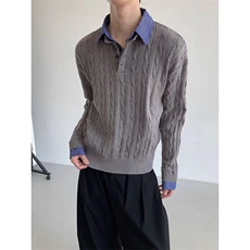 JY641-P58开衫毛衣美式复古休闲慵懒风V领针织衫男纯色外套网图，男装针织衫/毛衣，星座1501-3