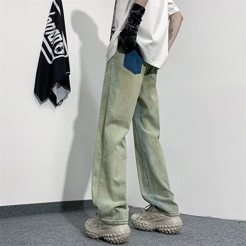 美式复古渐变牛仔裤vibe高街裤子设计感oversize阔腿裤CN3355-P45,男装牛仔裤,星座1008