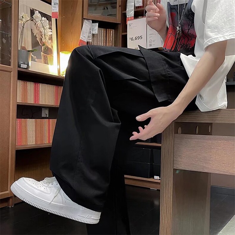 工装裤男士日系复古休闲裤宽松裤子直筒阔腿垂感长裤UK97-P40图片