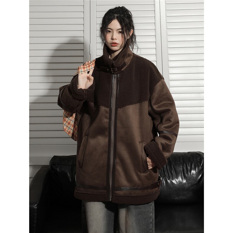 25新冬季皮毛一体羊羔绒加绒加厚机车女装外套潮705-1-M503-P120,男装工装外套,星座705-1