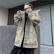CL7287-P63【现货】牛仔外套男春秋韩版潮流夹克男休闲百搭上衣服，男装工装外套，电商C233