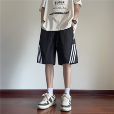 抖音品质夏季新款潮条纹透气网眼宽松短裤B315-K24205-特p30控58，男装牛仔裤，电商B315