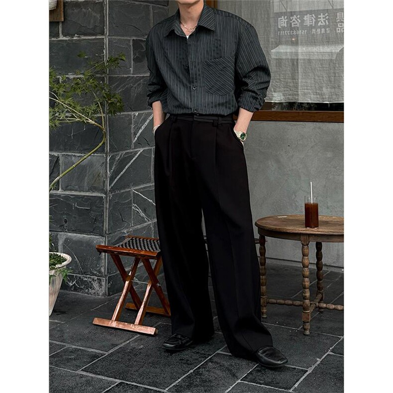 CS905-尺码M-3XL-P55-X128-轻盈特殊肌理条纹素材廓形长袖衬衫,男装衬衫,星座1811B