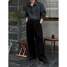 CS905-尺码M-3XL-P55-X128-轻盈特殊肌理条纹素材廓形长袖衬衫，男装衬衫，星座1811B
