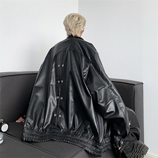 秋季新PU皮时尚中性翻领男女夹克皮外套JK08531-P70，男装夹克，星座308B-1
