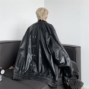 秋季新PU皮时尚中性翻领男女夹克皮外套JK08531-P70图片