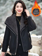 【大货已出】两面穿时尚荔枝皮毛一体皮衣外套气质保暖加绒上衣女，女装皮草，韩蔻秀